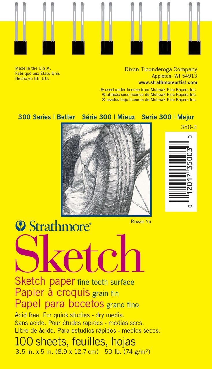 Strathmore 300 Series Sketch Pad 3.5"X5"-100 Sheets, Wire Bound
